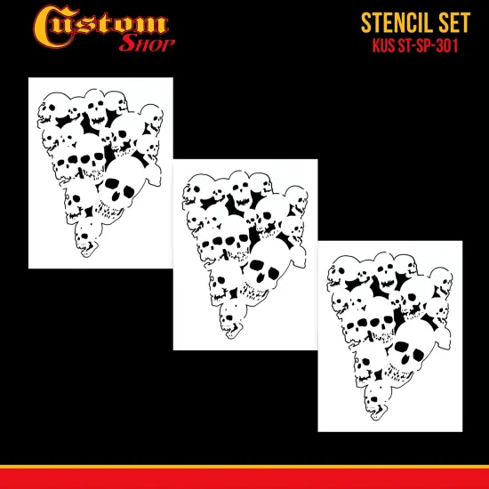 Custom Shop Airbrush Pile of Skulls Stencil Set (3 Pack of Same Skull Design) - Laser Cut Reusable Templates {2}