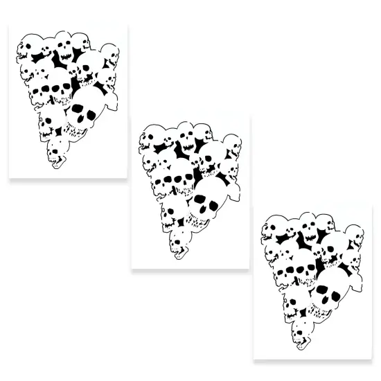Custom Shop Airbrush Pile of Skulls Stencil Set (3 Pack of Same Skull Design) - Laser Cut Reusable Templates {1}