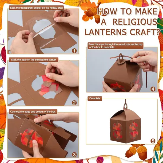 16 Sets Acorn Tissue Sign Crafts Kit Fall Tissue Paper Lanterns {2}