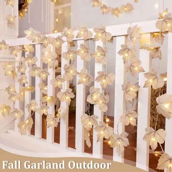 6 Pack & 120 LED Lights - Fall Garland Decorations - 39Ft {3}