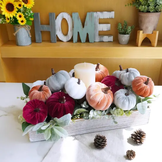 16 Pcs Assorted Fall Pumpkins Table Centerpiece {3}