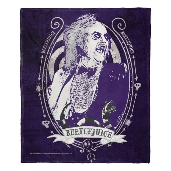 Warner Brothers Beetlejuice Silk Touch Throw Blanket Purple Beetle {1}