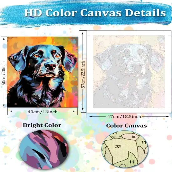 Black Labrador Paint by Numbers Kit for Adults, Dog Paint by Number Adult Canvas,Adults' Paint-by-Number Kits for Dog Lovers 16x20inch (Without Framed) {2}
