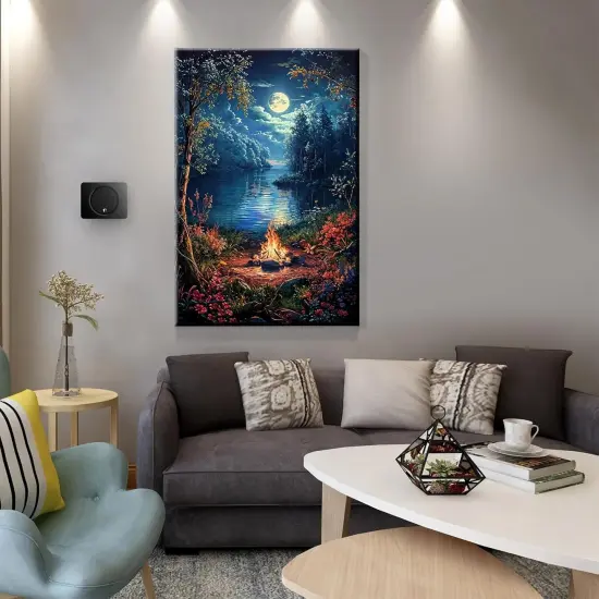 Landscape Paint by Numbers Kit for Adults Beginner with Easel Moon Paint by Number on Canvas with Frame DIY Acrylic Painting for Ideal Gift Home Wall Decor 7.87x11.81 Inch {3}