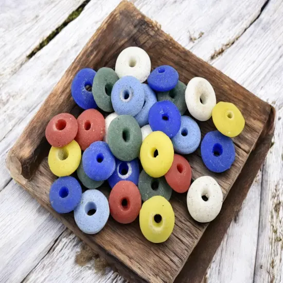 13~15mm Mutli Color Recycled African Glass Heishi Bead {5}