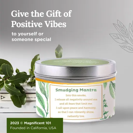 Long Lasting Pure White Sage Scented Candle - 6 oz - 35 Hour Burn - Natural Soy Wax Smudge for House Energy Cleansing, Positive Vibes & Manifestation {6}