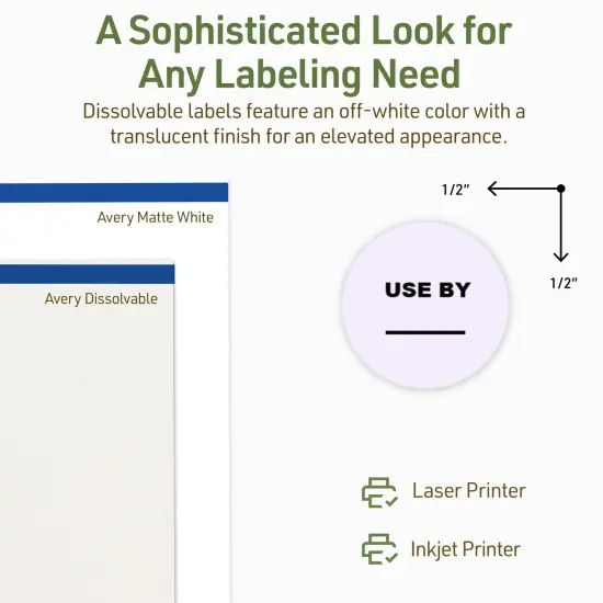 Avery Dissolvable Labels, 0.5" Diameter Round {4}