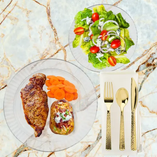Clear Hard Plastic Disposable Plates 10" Dinner and 7" Salad Plate (25 Sets) {5}