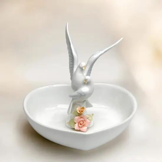 Ceramic Dove Birds Jewelry Tray, Wedding Gift, Wedding Decor, Vanity Decor, Romantic Decor {2}