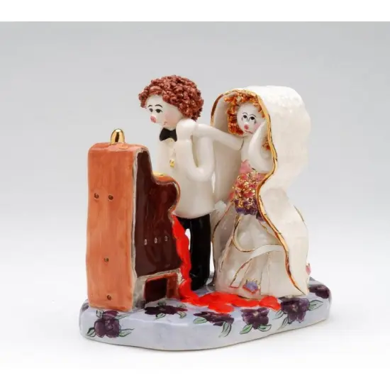 Ceramic Married in Vegas Figurine, Bride and Groom with Slot Machine, Wedding Decor, Wedding Gift {3}
