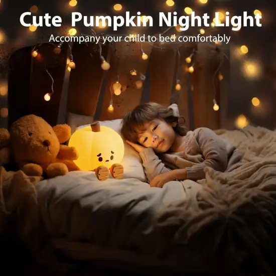 Pumpkin Silicone Night Light: 3-Level Dimmable Brightness {4}