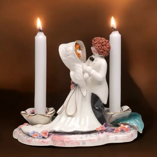 Ceramic Jewish Bride and Groom Wedding Candle Holders, Wedding Decor, Wedding Gift, CANDLES NOT INCLUDED {2}