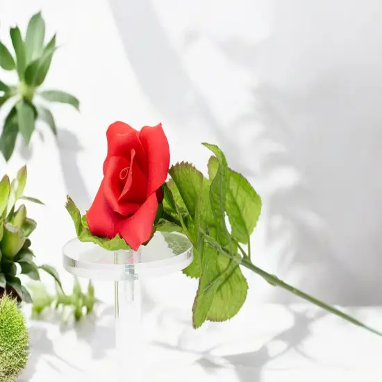 Ceramic Red Rose Flower with Stem - Set of 2, Romantic Decor, Wedding Decor, Valentines Gift, Gift for Her, Gift for Mom {1}