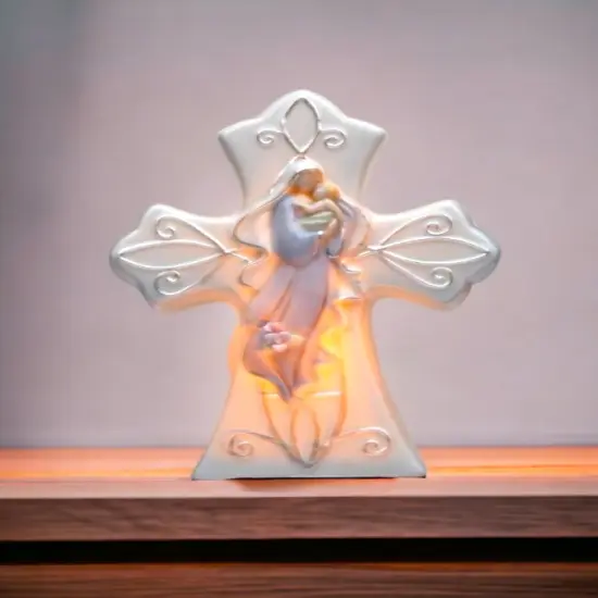 Ceramic Madonna With Baby Plug-In Night Light, Religious D&eacute;cor, Religious Gift, Church D&eacute;cor, Church Gift, Baptism Gift {1}