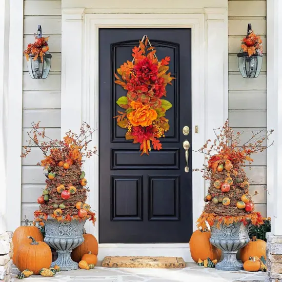 Artificial Fall Autumn Floral Swag with Maple Leaves {4}