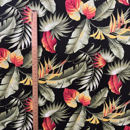 1 Yard Multicolor Palm Leaves Upholstery Cotton Fabric 100% Cotton, 56"-58" Width White {4}