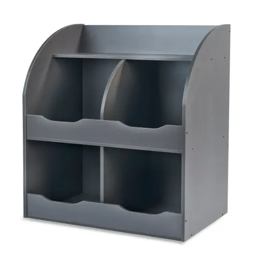 Badger Basket Four Bin Storage Cubby with Bookshelf Charcoal {1}