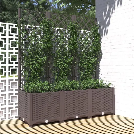 vidaXL Garden Planter with Trellis Brown 47.2x15.7x53.5 PP {1}
