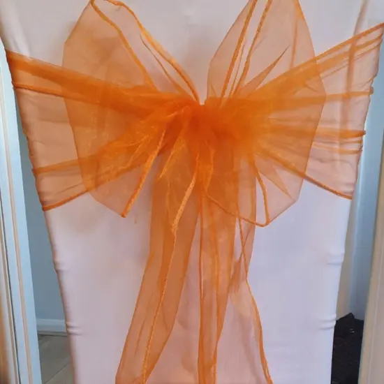 10 Pieces Angle End Organza Chair Sashes 12 by 116 inches Tangerine {4}