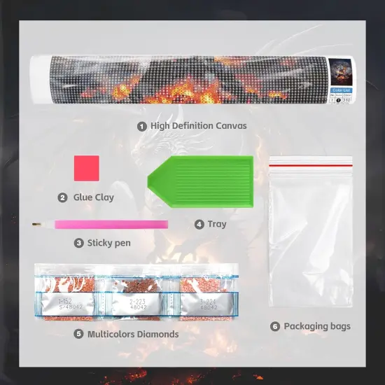 Flame Volcano Dragon Diamond Painting Kit for Adults {4}