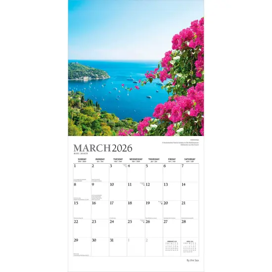 By the Sea | 2026 12 x 24 Inch (Hanging) Monthly Square Wall Calendar | Foil Stamped Cover {3}