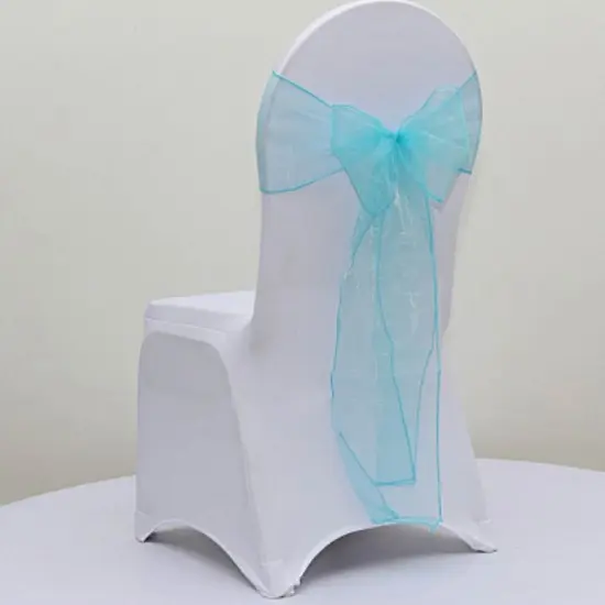 10 Pieces Satin Chair Bands, 8"x108" Elegant Event Wraps Tiff Blue or Aqua Blue {2}
