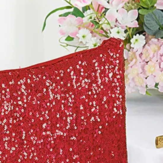 1 Piece Apple Red Sequin Spandex Chair Cap 13.5 inch by 10 inch Party Decor {4}