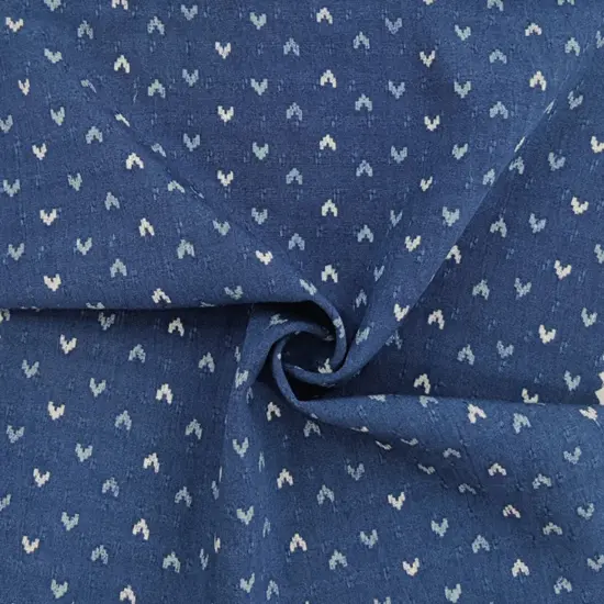 1 Yard Yoryu Jacquard Fabric Denim Blue Rayon Crinkled Lightweight Apparel Material 55/56" Width {1}