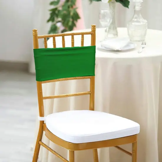 10 Pieces Emerald Green Stretch Spandex Chair Bands 7 x 13 Inches {3}
