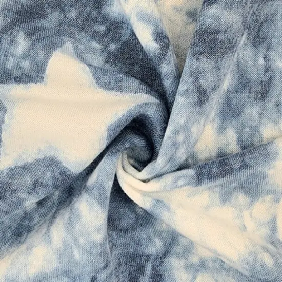 1 Yard French Terry Denim Blue Knit Fabric Soft Stretch 58/60 Inches Wide {1}