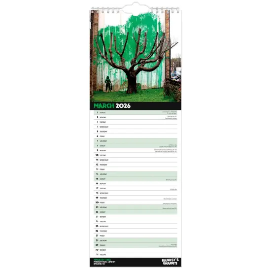 Banksy's Graffiti OFFICIAL | 2026 5.7 x 16.5 Inch (Hanging) Monthly Slimline Wall Calendar {3}
