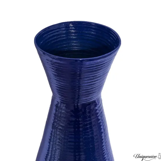 Uniquewise 24" Tapered Cylindrical Tall Bamboo Floor Vase with Flared Trumpet Top Decorative Accent for Dried Flowers Pampas Grass and Branch Arrangements Stylish Home and Office Decor Piece Blue {5}