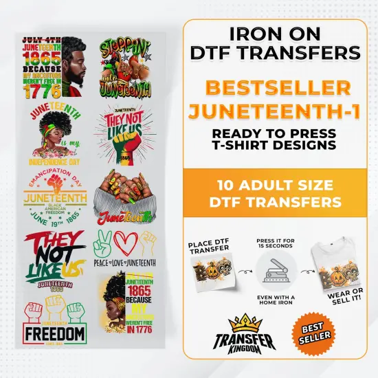 Best Seller Juneteenth T-shirt Designs Premade DTF Gangsheet - DTF Bundle 1 {1}