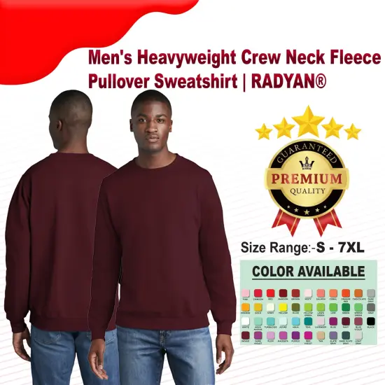 Men's Heavyweight Crew Neck Fleece Pullover Sweatshirt | RADYAN&reg; BROWN {2}