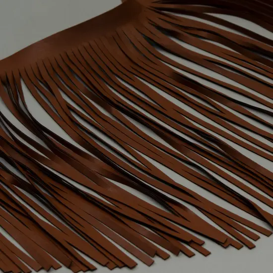 5 Yards of 12" Premium Vegan Leather Fringe Trim | 5 yard cut Dark Brown {4}