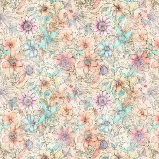 Multi Color Fairy Flowers 44"/45" Fabric Per Yard {1}
