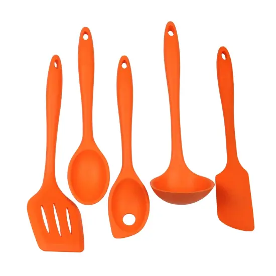 Chef Craft 5 Piece Premium Silicone Kitchen Tool and Utensil Set Orange {1}