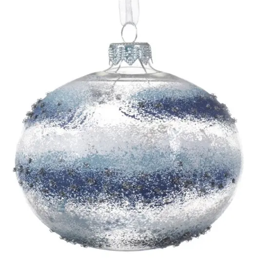 Cobalt Star Glass Ornament Set - 80mm - Blue and White {1}