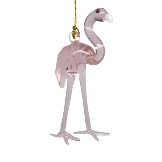 Long Legged Pink Flamingo Egyptian Glass Ornament {1}