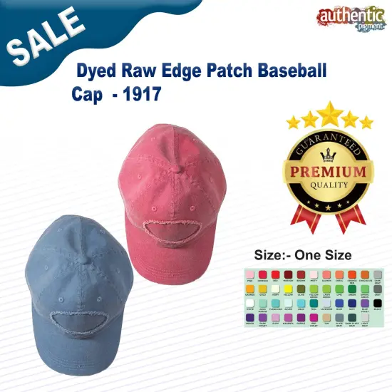 Authentic Pigment&reg; Dyed Raw Edge Patch Baseball Cap BLACK {2}
