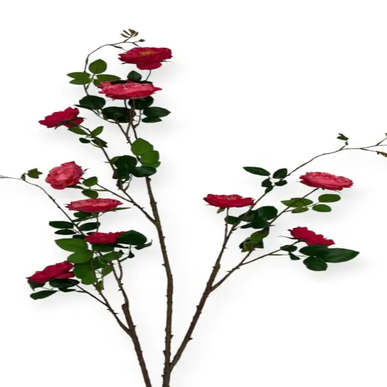 59" Tall Faux Pink Rose Spray Branch &ndash; Realistic Artificial Long Stem for Vases & Wedding Decor-FSR346-BT {2}