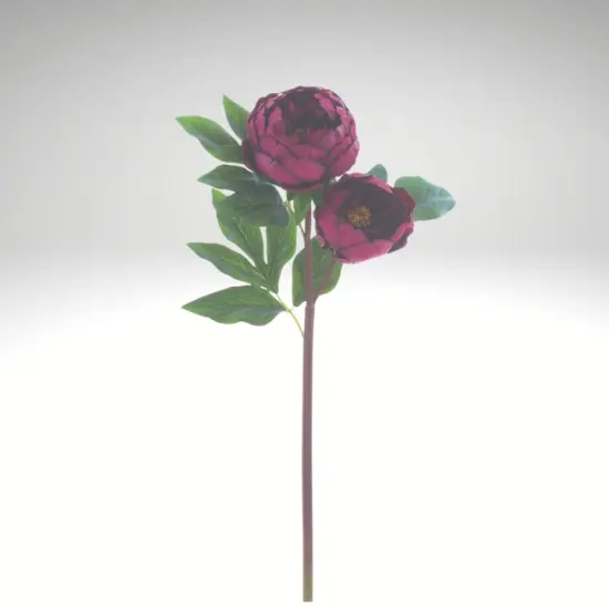 22" Artificial Burgundy Peony Spray &ndash; Faux Floral Stem for Wedding Bouquets & Elegant Decor-FSP025-BU {2}