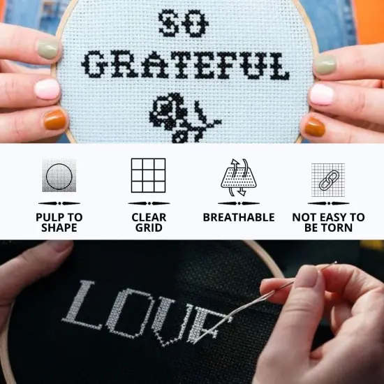 6PCS Aida Cloth 14 Count 3 Pieces Black Cross Stitch Fabric and 3 Pieces White Cross Stitch Fabric Cotton Embroidery Cloth for Needlework 14 Count for Craft Embroidery {5}