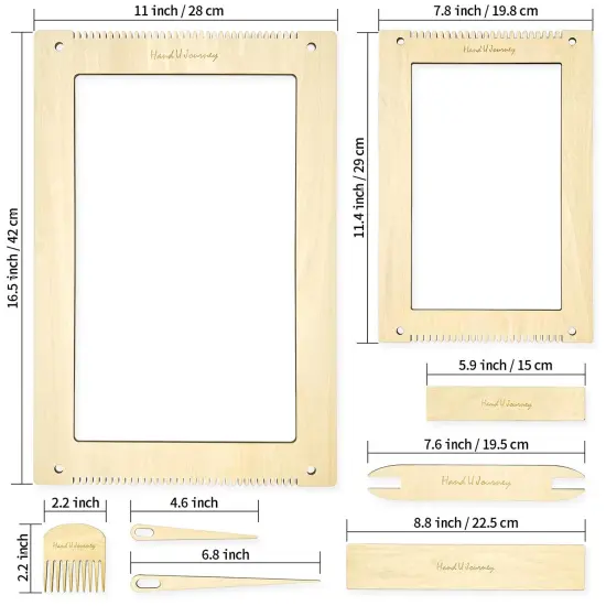 Wool Queen Rectangle Weaving Loom Kit - 2 Sets with Weaving Needles and Tools, Perfect for Beginners and Weaving Enthusiasts, 11''x16.5'' and 7.8''x11.7'' Large Sizes {6}