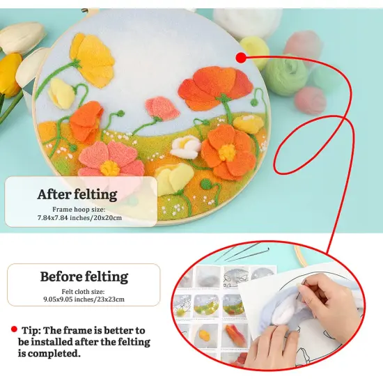 Mayboos Needle Felt Starter Set, Includes Wool Bag, Felting Needles, Foam Pad, Felt Cloth & Instructions, Pastoral Style Kit for Home Decoration {4}
