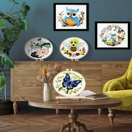 Embroidery Kit for Beginners Adult, Hummingbird Embroidery Kit for Beginners Include Embroidery Cloth Hoops Threads for Craft Lover Hand Stitch with Embroidery Skill Techniques {4}