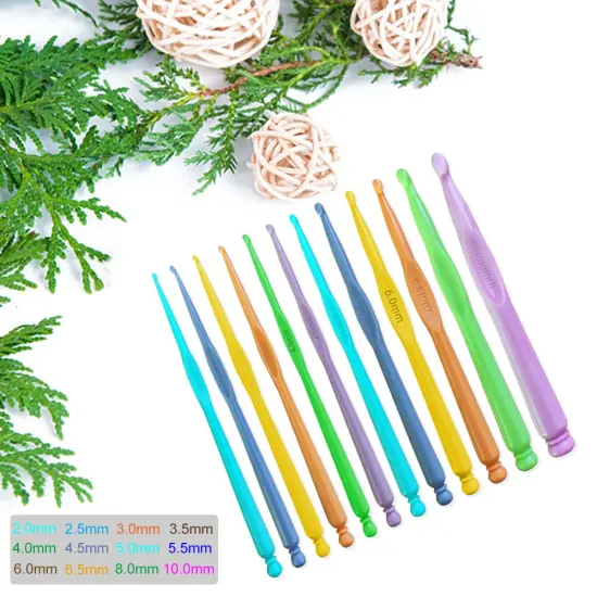 Plastic Crochet Hooks 12 pcs Different Sizes (2.0mm - 10.0mm) Crochet Needles QLRFFLJOY Colorful Crochet Hook Set DIY Yarn Weaving Tools for Scarf Hat Gloves Knitting {1}