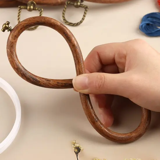 Jupean Embroidery Hoop, 4 Pack Oval Embroidery Hoop, Imitated Wood Display Frame with 30 Pieces Embroidery Needles, Embroidery Frame and Cross Stitch Hoop for Art Craft Sewing and Wall Hanging {6}