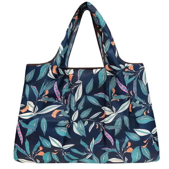 Wrapables Large Foldable Tote Nylon Reusable Grocery Bags, 6 Pack, Tropical Botanical {4}