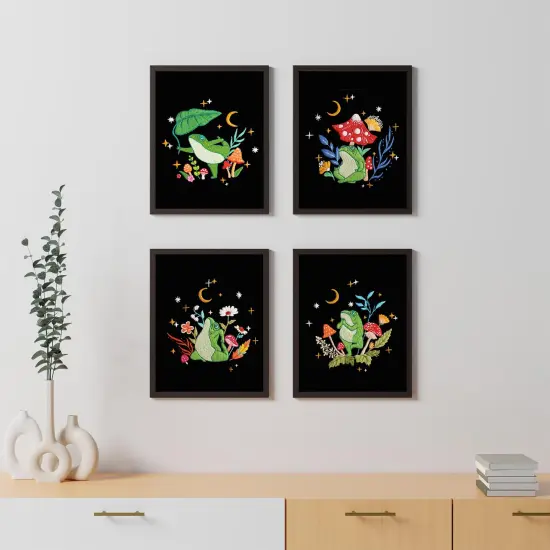 4 Set Frog Embroidery Kits for Beginners,Cross Stitch Kit for Adults,Starters DIY Needlepoint Including Embroidery Cloth with Art Mushroom Pattern and Instructions {2}